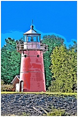 Isle La Motte Light Tower On Lake ChamplaIn Vermont - Digi Paint